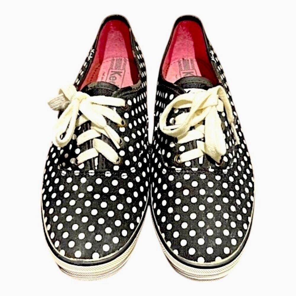 Keds Women's Black and White Polka Dot Canvas Sneaker size 9.5